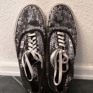 Silver and black sequenced vans